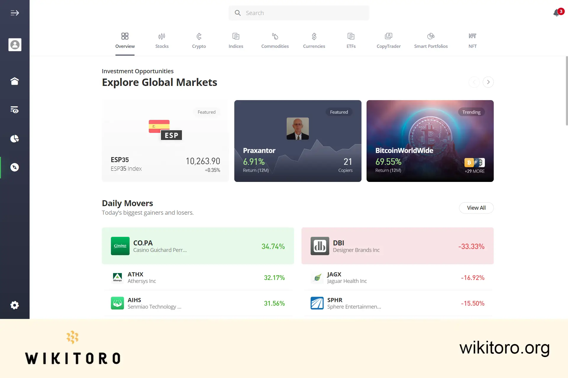 eToro 发现页面