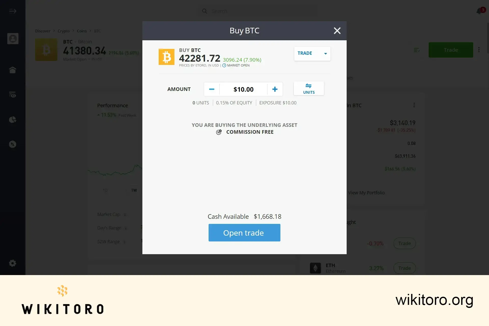 在 eToro 上购买比特币