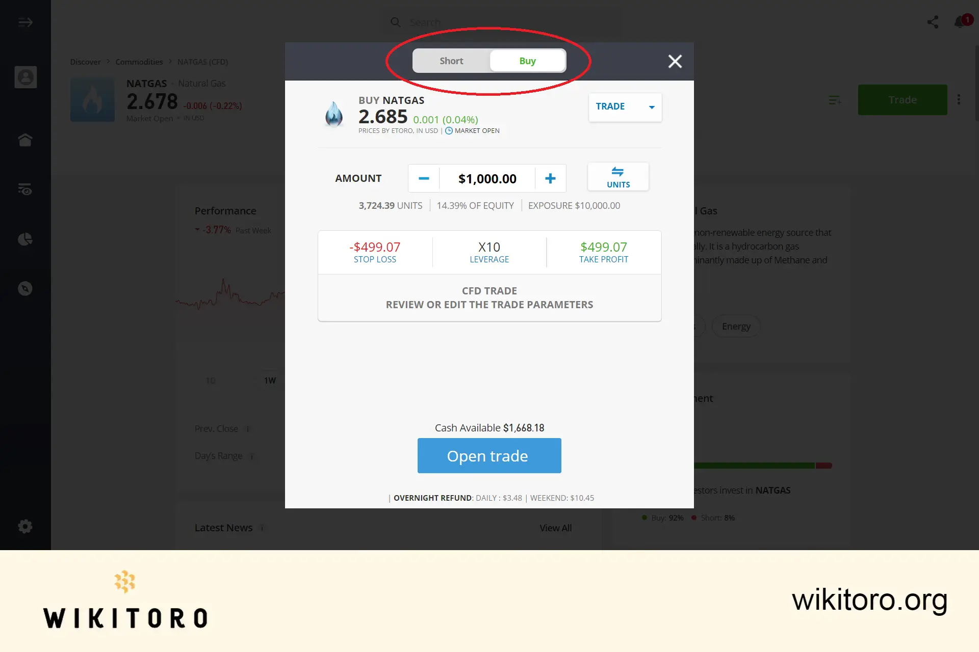 在 eToro 上购买天然气