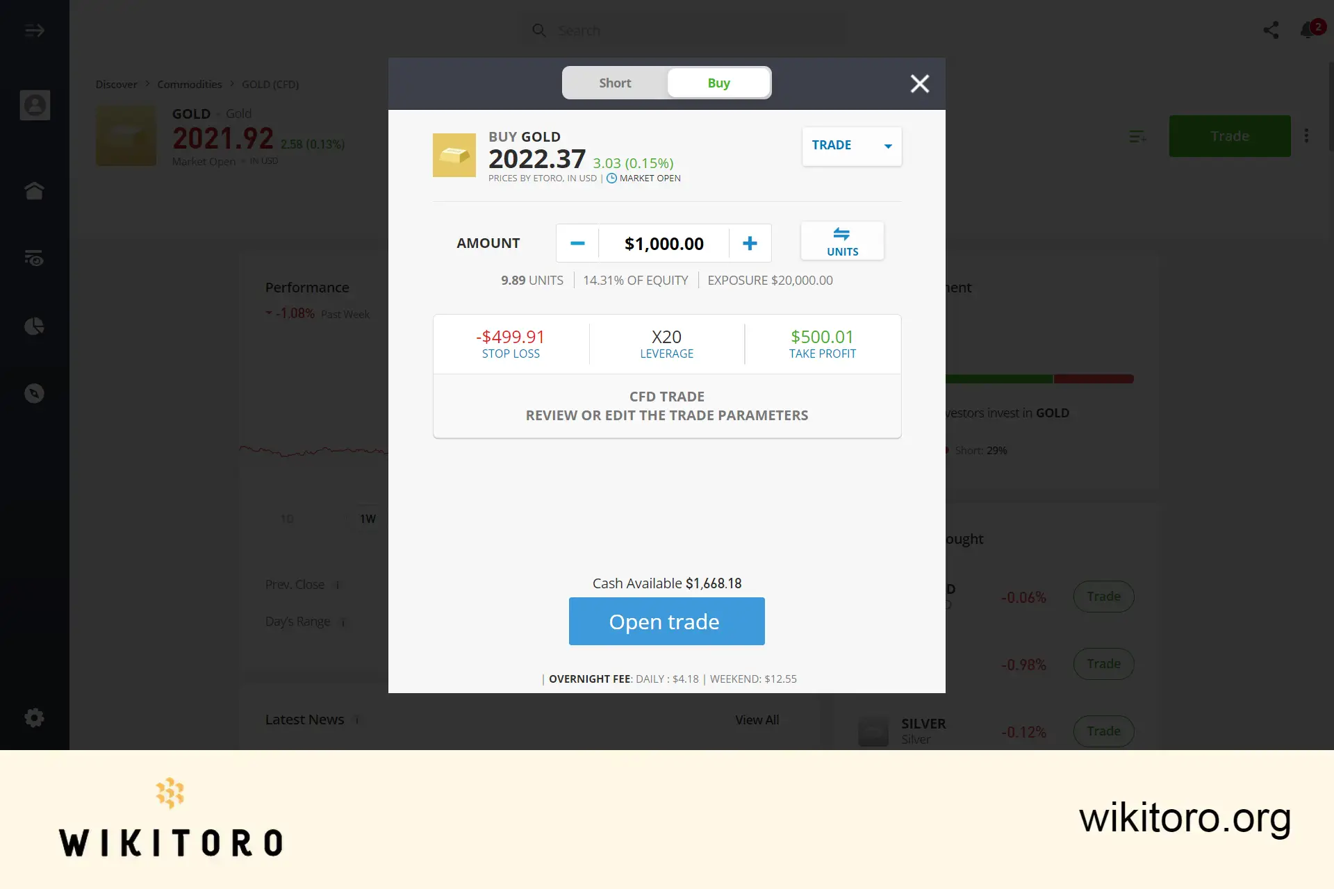 在 eToro 上购买黄金